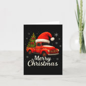 Old Red Truck Santa Hat Xmas Tree Merry Christmas  Kaart (Voorkant)