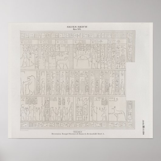 Old Retro Egyptian Hieroglyphics Tekening Poster (Voorkant)