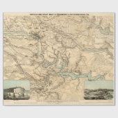 Old Richmond to Petersburg VA Civil War Map (1864) Cadeaupapier (Vlak)