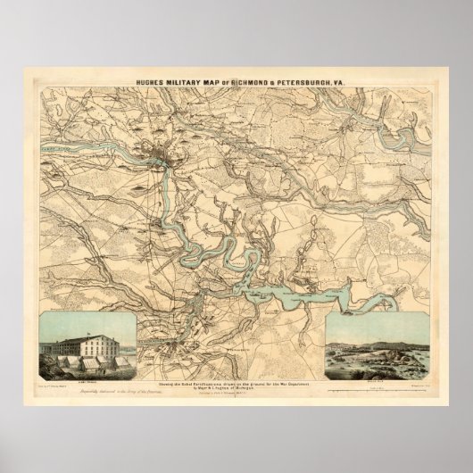 Old Richmond to Petersburg VA Civil War Map (1864) Poster (Voorkant)