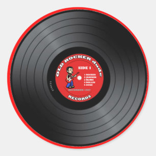 Old Rocker Dude Vinyl Record Sticker