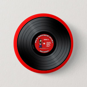 Old Rocker Guy Vinyl Record Button