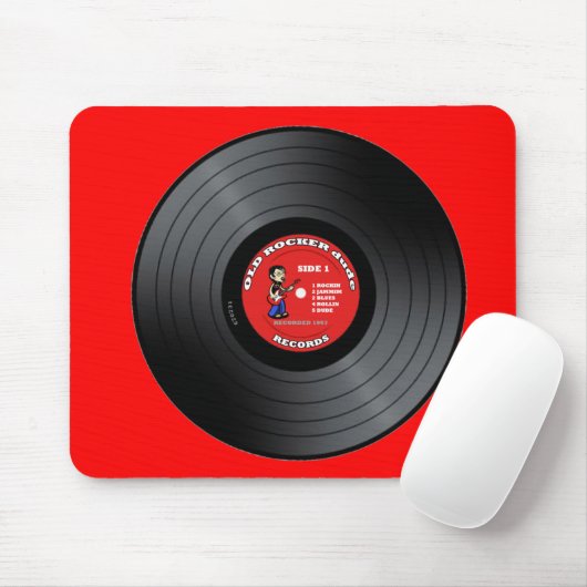 Old Rocker Guy Vinyl Record Mousepad Muismat (Met muis)