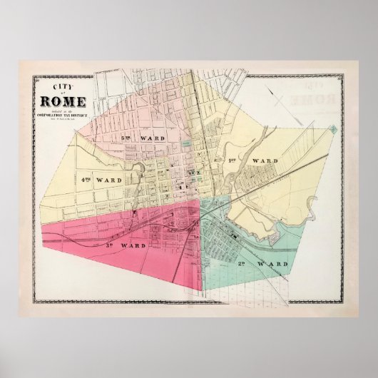 Old Rome NY Map (1874) Copper City Poster (Voorkant)