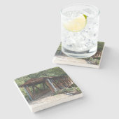 Old Roswell Mill Covered Bridge, Georgia Marble St Stenen Onderzetter (Zijkant)