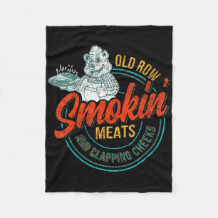 Old Row Smokin' Meats and Clapping Cheeks Funny BB Fleece Deken