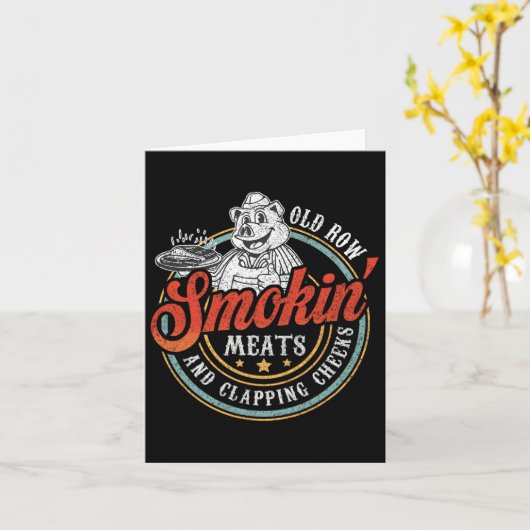 Old Row Smokin' Meats and Clapping Cheeks Funny BB Kaart (Gele Bloem)