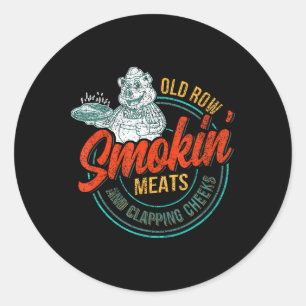 Old Row Smokin' Meats and Clapping Cheeks Funny BB Ronde Sticker