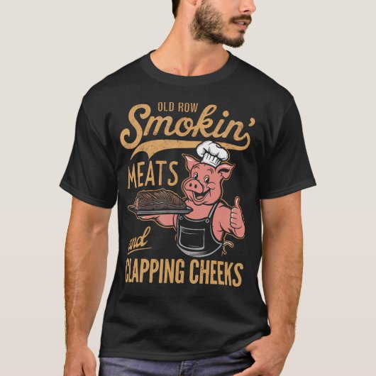 Old Row Smokin' Meats en klappende wangen Grappig T-shirt (Voorkant)