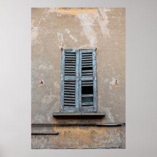 Old ruined wooden window of old houseancier, antiq poster