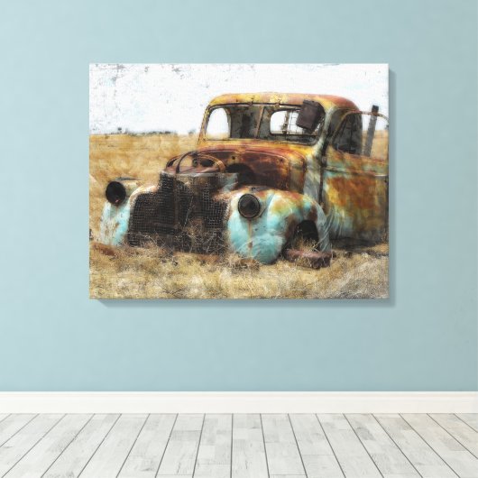 Old Rusted Truck Canvas Afdruk (Insitu (Houten vloer))