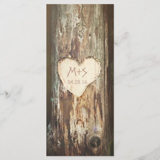 Old Rustic Tree Heart Wedding Programma's (Voorkant)