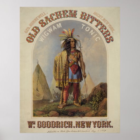 Old Sachem Bitters - Wigwam Tonic [1859?] Poster (Voorkant)