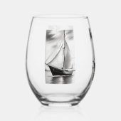 Old Sailboot Wijnglas Zonder Voet (Voorkant)