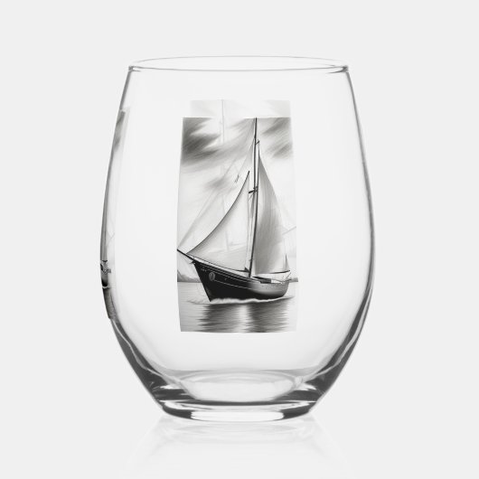 Old Sailboot Wijnglas Zonder Voet (Achterkant)