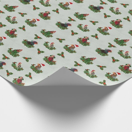 Old Saint Chick met Holly Cadeaupapier (Hoek)