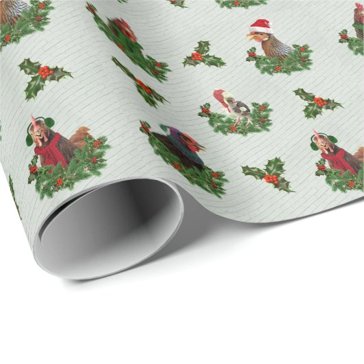 Old Saint Chick met Holly Cadeaupapier (Rol Hoek)