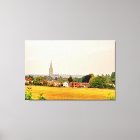 Old Salisbury Cathedral, Salisbury, Wiltshire, Ver Canvas Afdruk (Voorkant)