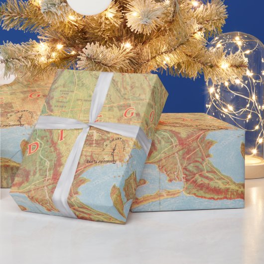 Old San Diego CA Map (1915)  Cadeaupapier (Feestdagen)