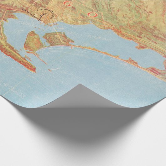 Old San Diego CA Map (1915) Cadeaupapier (Hoek)