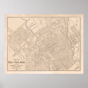 Old San Jose CA Map (1888) Poster