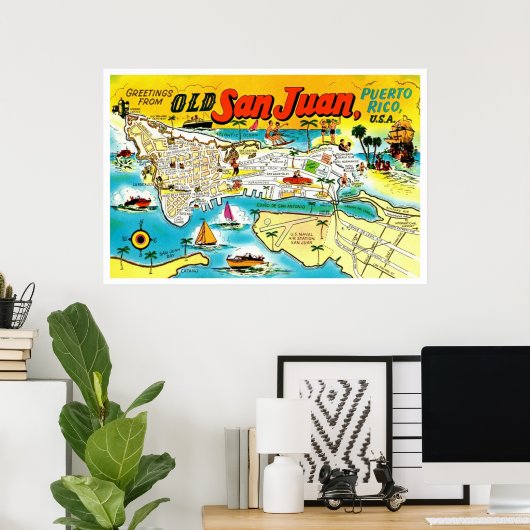 Old San Juan Puerto Rico Poster (Thuiskantoor)