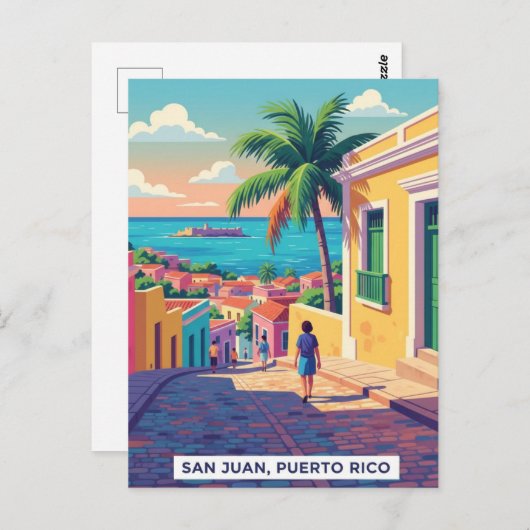 Old San Juan Puerto Rico Travel Briefkaart (Voorkant / Achterkant)