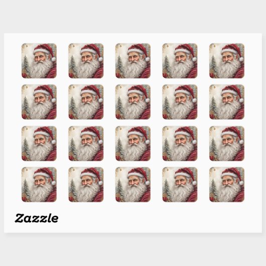 Old Santa Claus Vierkante Sticker (Vel)