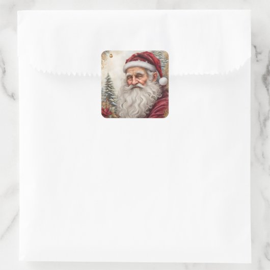 Old Santa Claus Vierkante Sticker (Tas)
