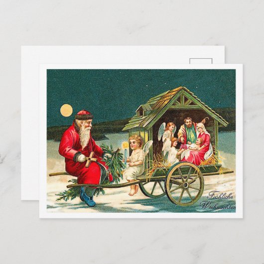 Old Santa Claus with Jesus familiy, religious Briefkaart (Voorkant / Achterkant)