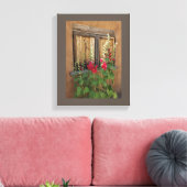 Old Santa Fe Window and Holly Hocks  Canvas Afdruk (Insitu (Woonkamer))