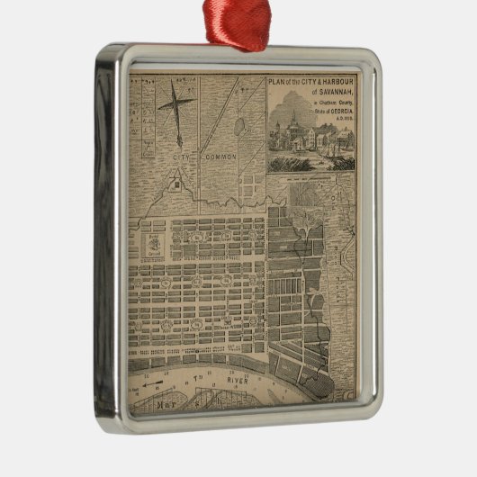 Old Savannah Map Ornament (Rechts)