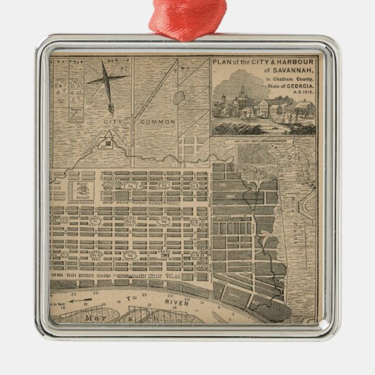 Old Savannah Map Ornament (Voorkant)