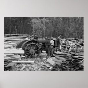 Old Sawmill Tractor, 1935 Poster