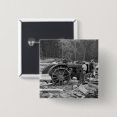 Old Sawmill Tractor, 1935 Vierkante Button 5,1 Cm (Voorkant /achterkant)