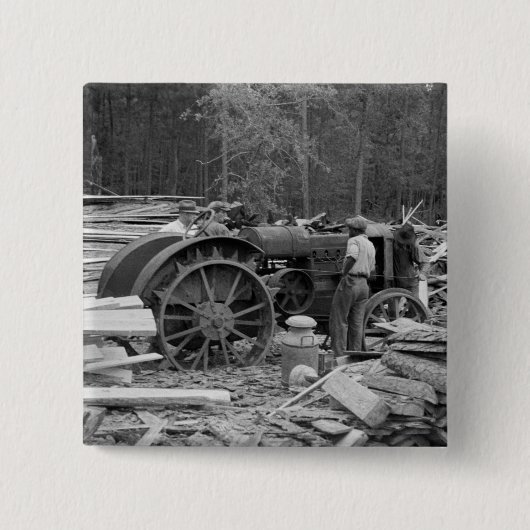 Old Sawmill Tractor, 1935 Vierkante Button 5,1 Cm (Voorkant)