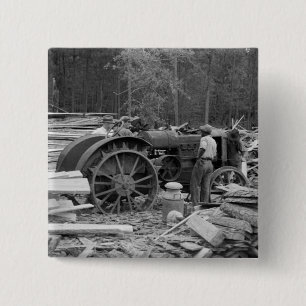 Old Sawmill Tractor, 1935 Vierkante Button 5,1 Cm