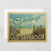 Old Saybrook Beach Vintage Travel Briefkaart (Voorkant / Achterkant)