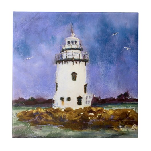 Old Saybrook Connecticut Lighthouse Maureen Girard Tegeltje (Voorkant)