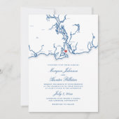 Old Saybrook CT-kaart Elegante Navy Blue Wedding Kaart (Voorkant)