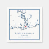 Old Saybrook CT-kaart Elegante Navy Blue Wedding Servet (Voorkant)