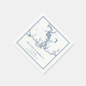 Old Saybrook CT-kaart Elegante Navy Blue Wedding Servet (Hoek)