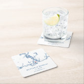 Old Saybrook CT Kaart Marine Blauw Huwelijk Kartonnen Onderzetters (Insitu)