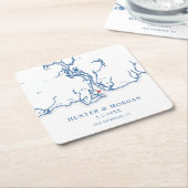 Old Saybrook CT Kaart Marine Blauw Huwelijk Kartonnen Onderzetters (Schuin)