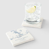 Old Saybrook CT Kaart Marine Blauw Huwelijk Stenen Onderzetter (Zijkant)