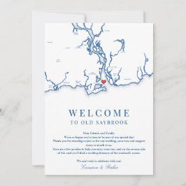 Old Saybrook Wedding Welkom Route Navy Blue Bedankkaart