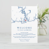 Old Saybrook Wedding Welkom Route Navy Blue Bedankkaart (Staand voorkant)
