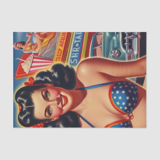 Old School 1950s Meisje Tissuepapier (Voorkant)