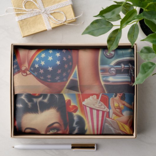 Old School 1950s Meisje Tissuepapier (Geschenk)