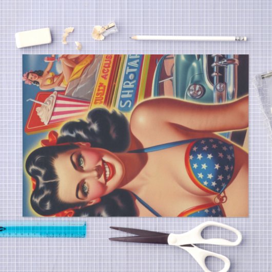 Old School 1950s Meisje Tissuepapier (Craft)